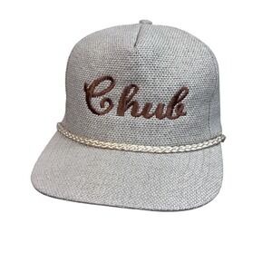 Vintage Chub Hat Cap Snap Back One Size Tan Brown Rope Mesh Trucker Mens 80s